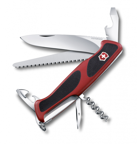 Нож Victorinox RangerGrip 55, 130 мм, 12 функций, красный с черным 0.9563.C