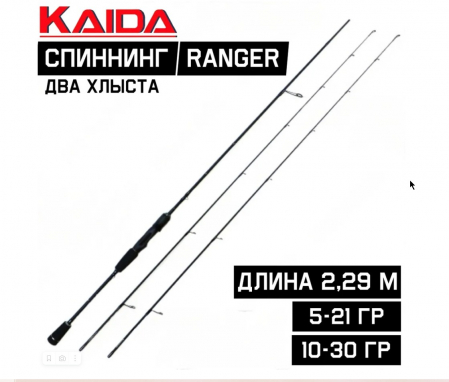 Cпиннинг Kaida Ranger 856-76TMH 2 хлыста 5-21гр/10-30гр 2,29